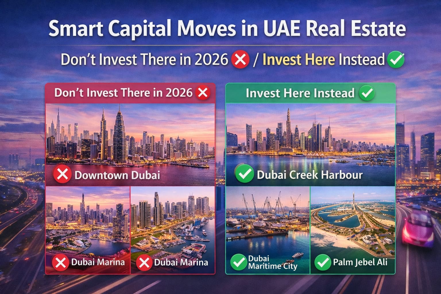 Smart Capital Moves in UAE Real Estate: Where Not to Invest in 2026 — and Where to Position Instead