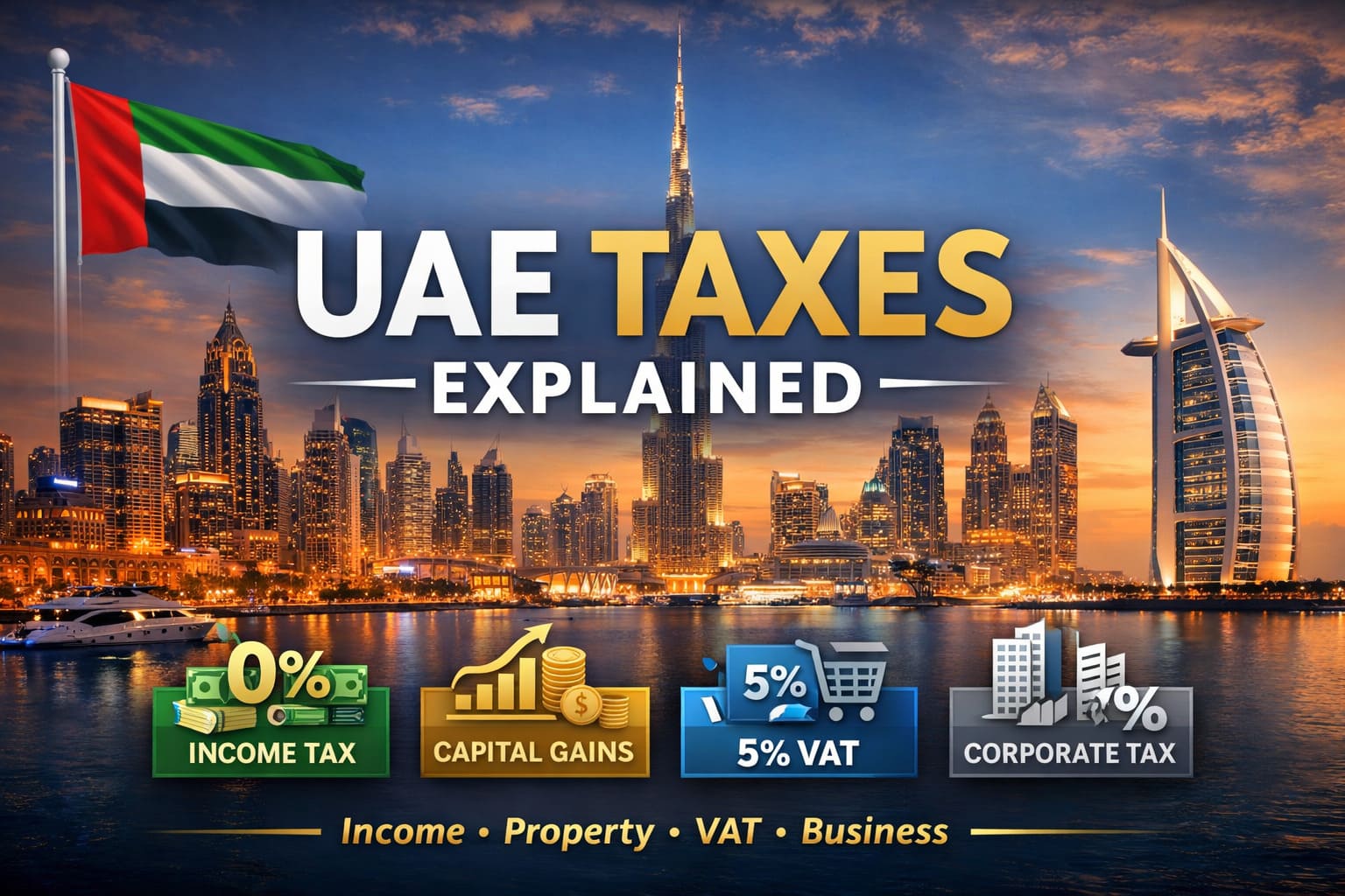 UAE Taxes Explained: The Complete Guide to Income, Property, VAT & Corporate Tax (2026 Update)