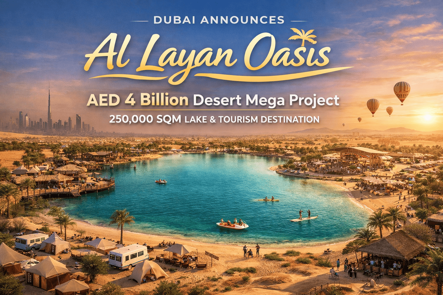 Dubai Announces Al Layan Oasis: AED 4 Billion Desert Mega Project Featuring 250,000 sqm Lake & Tourism Destination